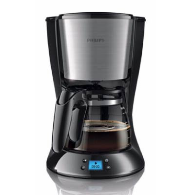 Philips Daily Collection Coffee maker HD7459/20 With glass jug With timer Black & metal