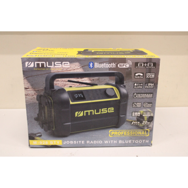 IŠPARDAVIMAS. Muse M-928 BTY Jobsite Radio speaker, Black/Yellow | Muse | M-928 BTY | Radio Speaker | DEMO | Waterproof | Blueto