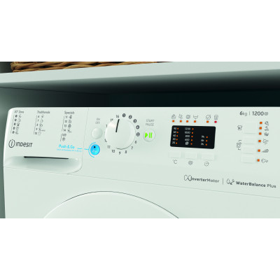 INDESIT | Washing machine | BWSA 61294 W EU N | Energy efficiency class C | Front loading | Washing capacity 6 kg | 1151 RPM | D