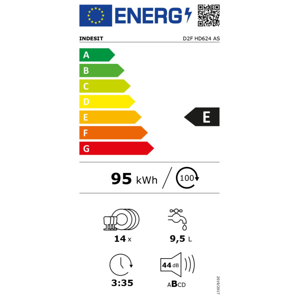 Dishwasher | D2F HD624 AS | Free standing | Width 60 cm | Number of place settings 14 | Number of programs 9 | Energy efficiency