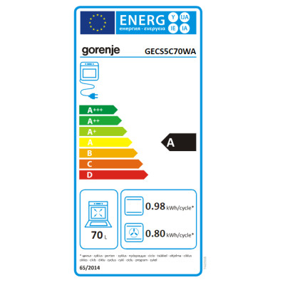 Gorenje | Cooker | GECS5C70WA | Hob type Vitroceramic | Oven type Electric | White | Width 50 cm | Grilling | LED | Depth 59.4 c