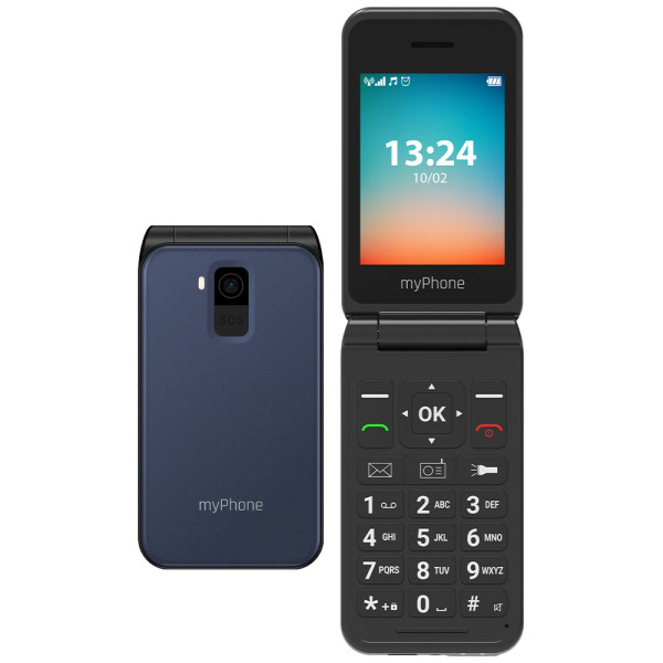 myPhone Flip | LTE | Black | 2.8 " | TFT | 48 MB | 128 MB | 3G | Bluetooth | 2.1 | USB version Type-C | Built-in camera | Main c