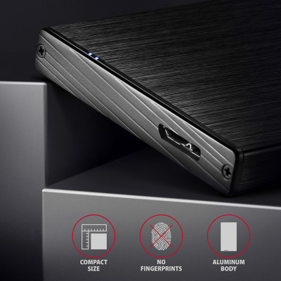 AXAGON | A compact aluminum USB 3.2 Gen 1 - SATA 6G external box designed for 2.5" SSD/HDD