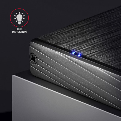 AXAGON | A compact aluminum USB 3.2 Gen 1 - SATA 6G external box designed for 2.5" SSD/HDD