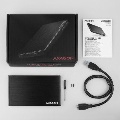 AXAGON | A compact aluminum USB 3.2 Gen 1 - SATA 6G external box designed for 2.5" SSD/HDD