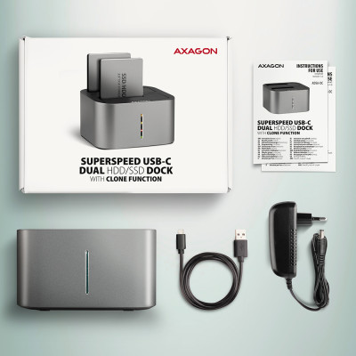 AXAGON | SuperSpeed USB DUAL 2.5"/3.5" HDD/SSD DUAL dock | ADSA-DC