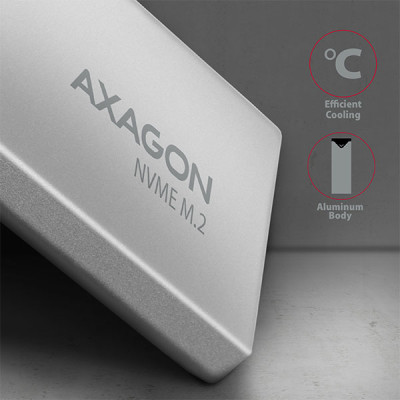 AXAGON External SuperSpeed+ USB-C metal box for M.2 NVMe SSD disks having sizes of up 42 to 80 mm