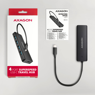 AXAGON Travel four-port USB-C 5Gbps hub | HUE-C1C