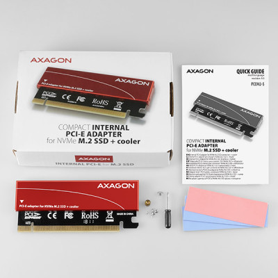 AXAGON PCI-Express x16 internal adapter to connect an NVMe M.2 SSD to a desktop | PCEM2-S