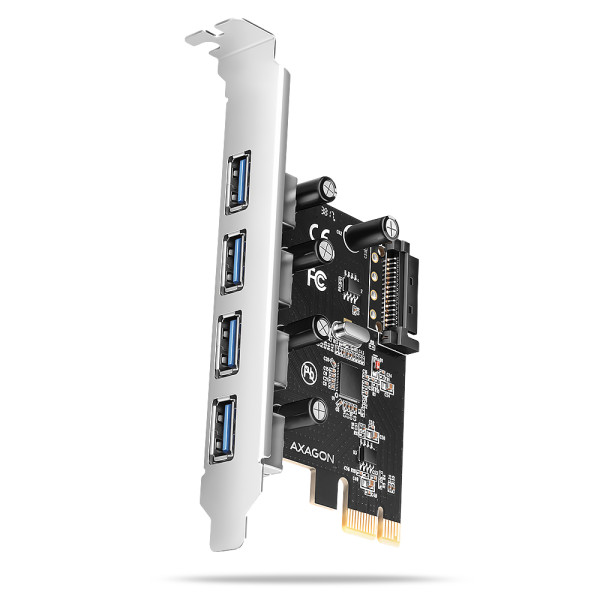 AXAGON PCI-Express card with four external USB-A 5Gbps ports | PCEU-430RS