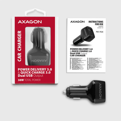 AXAGON Dual car charger, 38W | PWC-PQ38