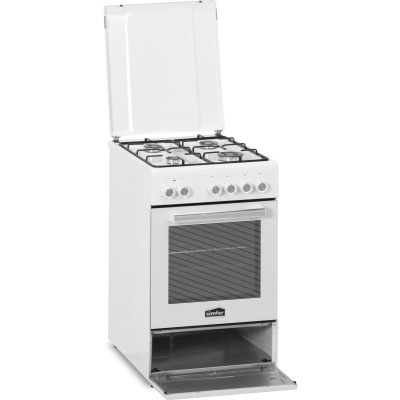 Simfer | Cooker | 5405SERBB | Hob type Gas | Oven type Electric | White | Width 50 cm | Electronic ignition | Depth 60 cm | 43 L