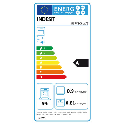 INDESIT | Cooker | IS67V8CHW/E | Hob type Vitroceramic | Oven type Electric | White | Width 60 cm | Grilling | Depth 60 cm | 69 