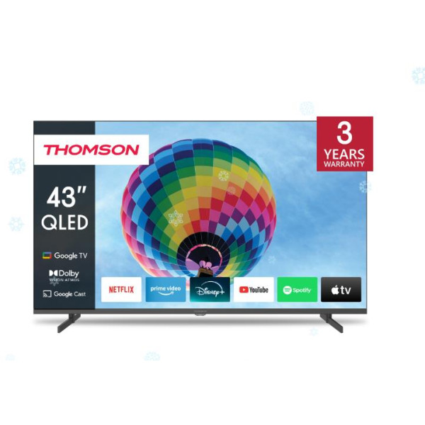 TV Set|THOMSON|43"|4K/Smart|QLED|3840x2160|Wireless LAN|Bluetooth|Google TV|Black|43QG4S14