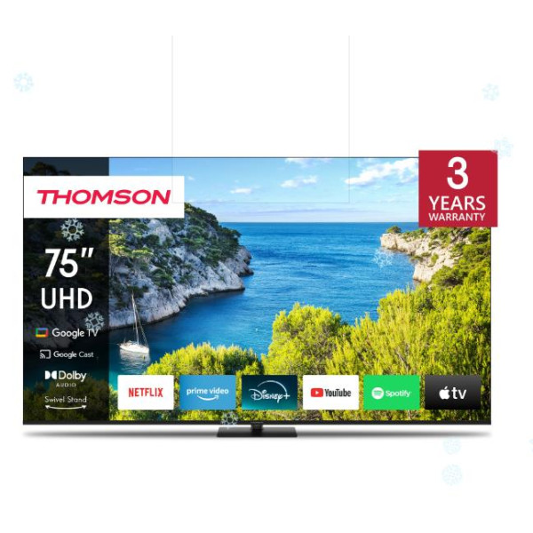 TV Set|THOMSON|75"|4K/Smart|3840x2160|Wireless LAN|Bluetooth|Google TV|Black|75UG5C14