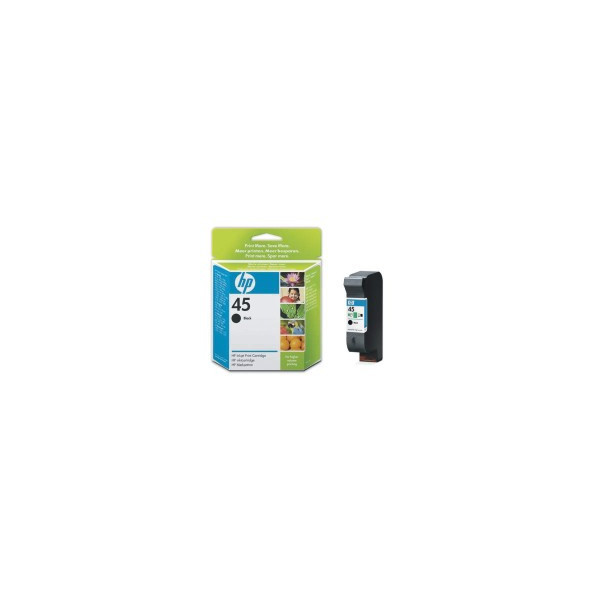 HP 45 Black Ink Cartridge, 830 pages, for HP DeskJet 850, 970Cxi, 1100, 1200, 1600, 6122, 6127