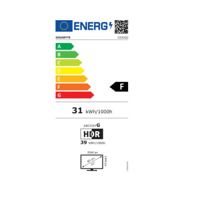 Gigabyte | Gaming Monitor | GS32QC EU | 31.5 " | VA | 170 Hz | 1 ms | 2560 x 1400 pixels | 300 cd/m | HDMI ports quantity 2