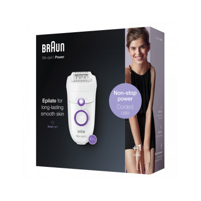 Braun | Epilator | SE5505P Silk-epil | Operating time (max) min | Bulb lifetime (flashes) | Number of power levels | White