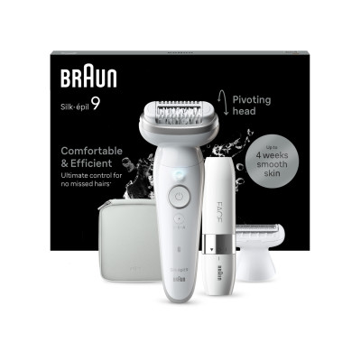 Braun Epilator | SES9-341 Silk-épil 9 | Operating time (max) 50 min | Number of power levels 2 | Wet & Dry | White