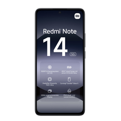 Xiaomi Redmi | Note 14 | Midnight Black | 6.67 " | AMOLED | 1080 x 2400 pixels | Mediatek | Dimensity | Internal RAM 8 GB | 256 