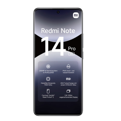 Xiaomi Redmi | Note 14 Pro | Midnight Black | 6.67 " | AMOLED | 1220 x 2712 pixels | Mediatek | Internal RAM 8 GB | 256 GB | Dua