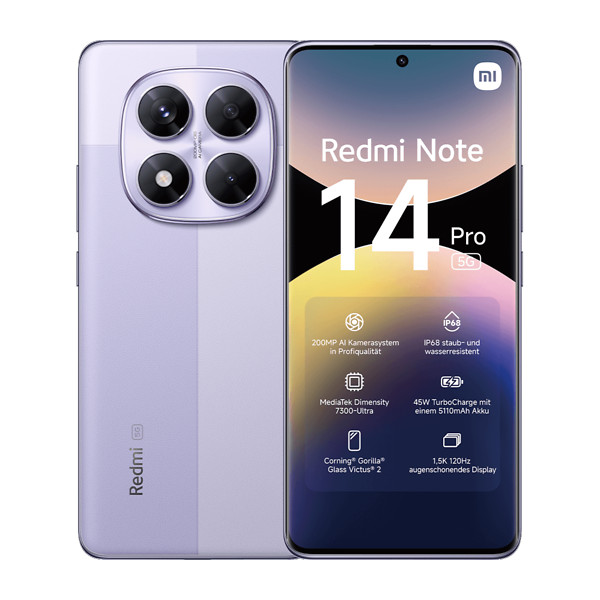 Xiaomi Redmi | Note 14 Pro | Lavender Purple | 6.67 " | AMOLED | 1220 x 2712 pixels | Mediatek | Internal RAM 8 GB | 256 GB | Du