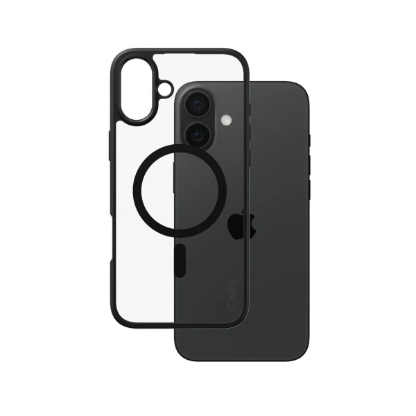 CARE by PanzerGlass Case Flagship Urban Combat | Back protection | Apple | iPhone 16 Plus | Recycled plastic | Transparent/Black