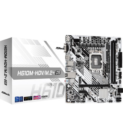 Mainboard|ASROCK|Intel H610|LGA1700|Micro-ATX|Memory DDR5|Memory slots 2|1xPCI-Express 3.0 1x|1xPCI-Express 4.0 16x|1xM.2|1x15pi