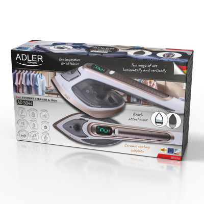 Adler 2in1 Garment Steamer and Iron | AD 5044 | Handheld | 1400 W | 0.18 L | 25 g/min | White/Gold