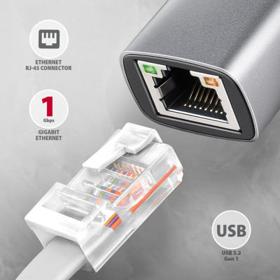 AXAGON | ADE-TXPD USB-C Gigabit Ethernet Adapter with PD 100W