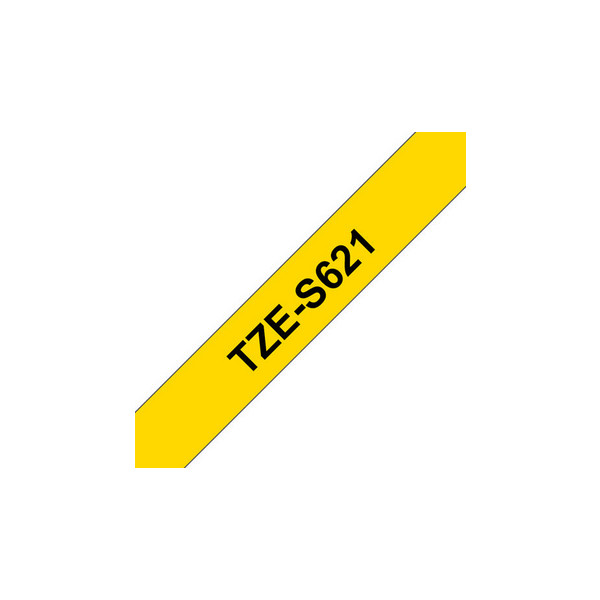 Brother | TZe-S621 Strong Adhesive Laminated Tape | Black on Yellow | TZe | 8 m | 9 cm