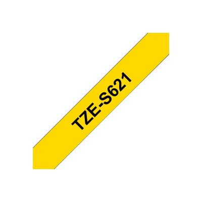 Brother | TZe-S621 Strong Adhesive Laminated Tape | Black on Yellow | TZe | 8 m | 9 cm